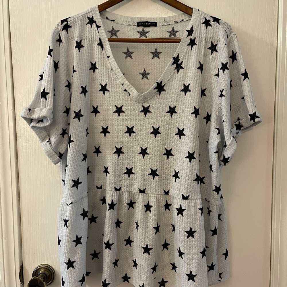Lane Bryant Blue Star Print Women's Top